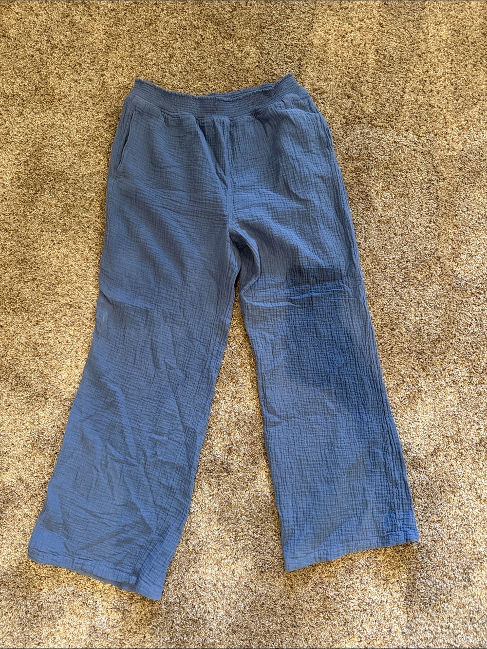 SO Blue Elastic Waist Gauze Lounge Pants